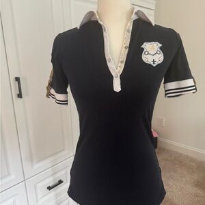 Navy Blue Polo Shirt with White Accents